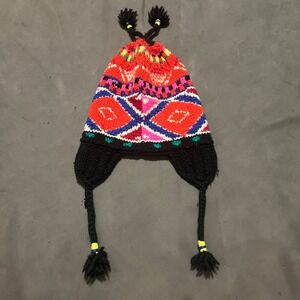 Polo Ralph Lauren Merino Wool Chullo Earflap Beanie Hat Aztec Fair Isle